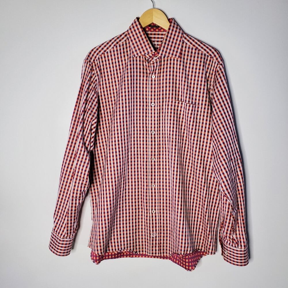 Bugatchi Uomo Classic Fit long Sleeve Button Up Dress Shirt Size Large